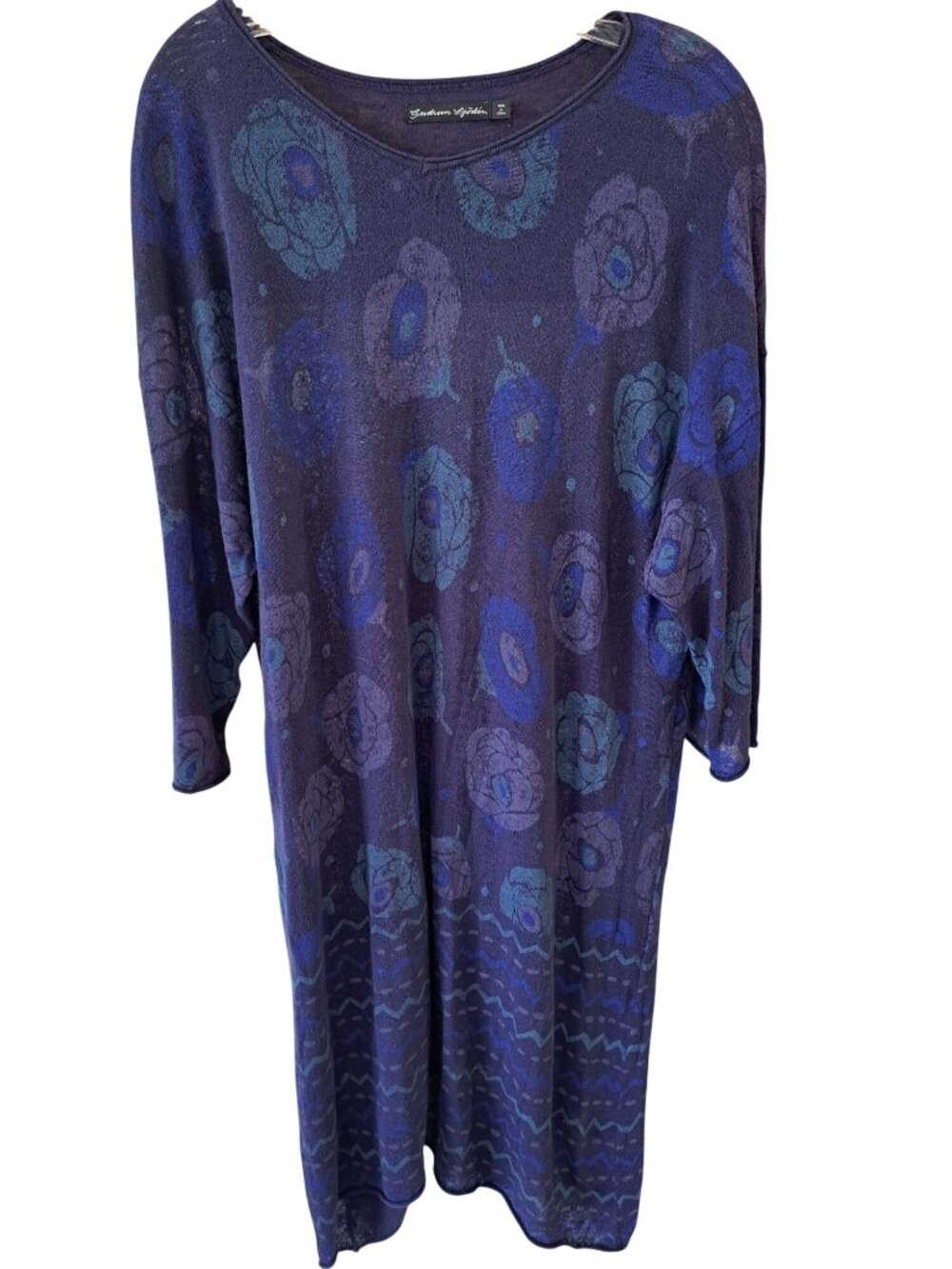 Gudrun Sjoden Womens Organic Cotton-Linen Floral Print Tunic Dress M Asymmetrica